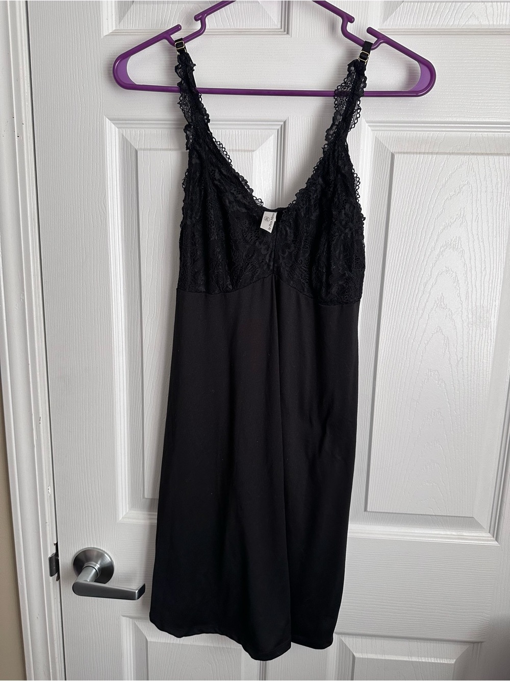 Black Lace-Trim Night Chemise Nightgown